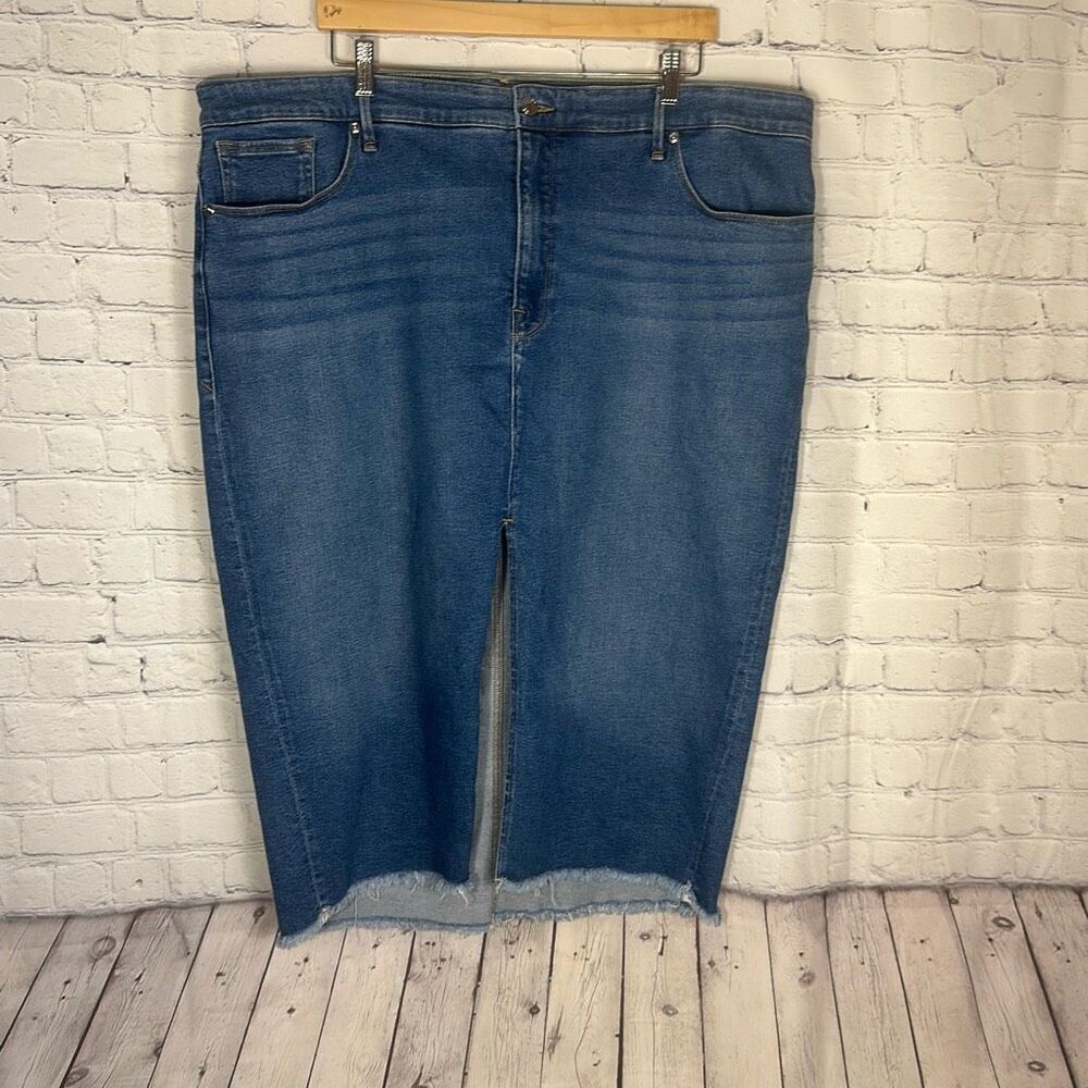 Good American Jean Denim Maxi Skirt  Women's Size 24‎ Style GPSL127ST